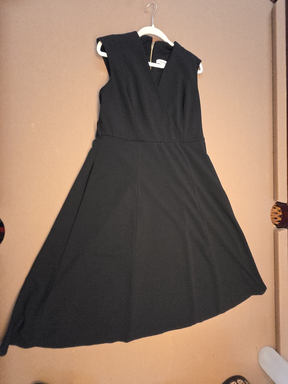 Calvin Klein Black Sleeveless Fit-and-Flare Dress Size 14